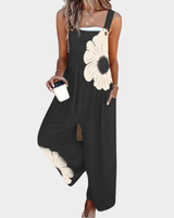 Evarielle - Softtouch-Jumpsuit in Schwarzes Blumenmuster