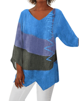 Ingrid - Leichte Bluse mit geometrischem Print in Blau