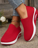 Damen Orthopädische Schuhe mit dämpfender Sohle und elastischem Einstieg in Rot