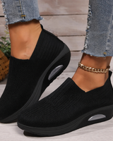 Damen Orthopädische Schuhe mit dämpfender Sohle und elastischem Einstieg in Schwarz