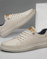 Hampus – Sneakers Aus Echtem Leder in Beige