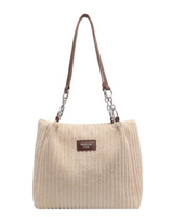 Samantha – Cord-Tragetasche für stilvolle Vielseitigkeit in Beige