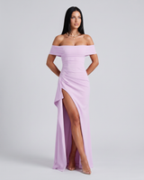 Damen Off Shoulder Maxikleid für elegante Abendmode in Rosa
