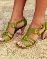 Rozenn – Sandalen Mit Hohen Absätzen Und Fesselriemchen in Grün