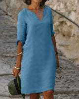 Lola - Lässiges V-Ausschnitt-Kleid in Hellblau