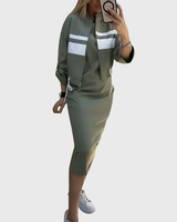 Damen elegantes Zweiteiler Set in Grün