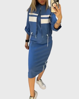 Damen elegantes Zweiteiler Set in Blau