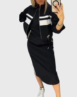 Damen elegantes Zweiteiler Set in Schwarz