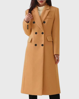 Andrea | Damen Klassischer Wollmantel in Braun