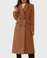 Andrea | Damen Klassischer Wollmantel in Dunkelbraun