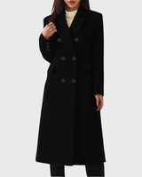Andrea | Damen Klassischer Wollmantel in Schwarz