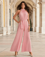 Leilani | Neckholder Plissee Jumpsuit in Rosa