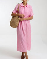 Jorisa - kurzärmeliges Midikleid in Rosa