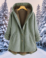 Maiah | Karierte Damenjacke mit Knöpfen, Fleece-Futter und Kapuze in Vert