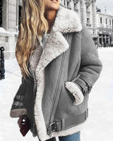 Beatrice | Damen Trendige Jacke mit Kunstfellfutter in Grau