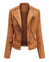 Lilian | Damen Modische Jacke mit asymmetrischem Reißverschluss in Kamel
