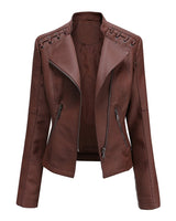 Lilian | Damen Modische Jacke mit asymmetrischem Reißverschluss in Kaffee