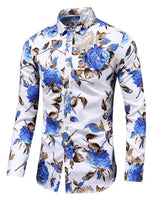 Trendy Blumenmuster Hemd - Finn in Blau
