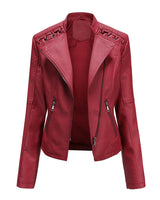 Lilian | Damen Modische Jacke mit asymmetrischem Reißverschluss in Burgund