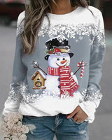 Elfriede | Damen-Weihnachtspullover mit Schneemann-Motiv in Grau