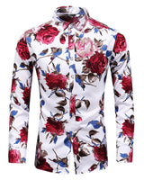 Trendy Blumenmuster Hemd - Finn in Rot