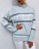 KARENE - Damen-Strickpullover – Warmer Winterpullover mit Norwegermuster in Himmlisches Blau