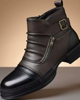 Kramer – Zweifarbige Leder Stiefeletten in Schwarz / Kaffee