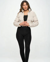 Isabella - Matt geschnittene Pufferjacke in Creme