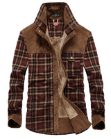 Warme Flanell Winterjacke für Herren mit Stehkragen in Braun