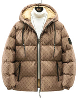 ROBERT - Baumwolljacke mit Allover-Briefdruck in Kaffee