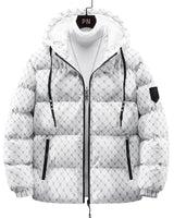 ROBERT - Baumwolljacke mit Allover-Briefdruck in Weiß
