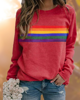 Damen Sweatshirt mit Streifen in Rot