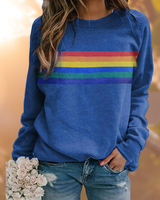 Damen Sweatshirt mit Streifen in Blau