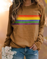 Damen Sweatshirt mit Streifen in Gelb