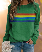 Damen Sweatshirt mit Streifen in Grün