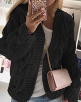 Raya | Damen Strickjacke mit grobem Strick und weiter Form in Schwarz