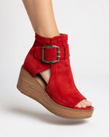 JUTTA | MODERNE OFFENE KEILABSATZ-STIEFELETTEN in Rot