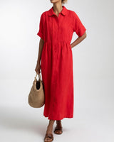 Jorisa - kurzärmeliges Midikleid in Rot