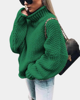 Rollkragenpullover Damen Oversized in Grün