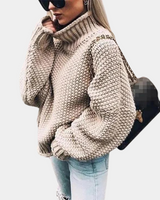 Rollkragenpullover Damen Oversized in Khaki