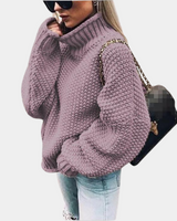 Rollkragenpullover Damen Oversized in Lila