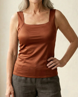 Neda - Ärmelloses Tanktop Mit Quadratischem Ausschnitt in Braun