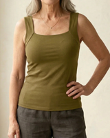Neda - Ärmelloses Tanktop Mit Quadratischem Ausschnitt in Olivgrün