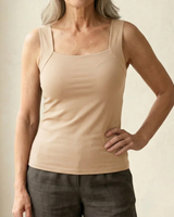 Neda - Ärmelloses Tanktop Mit Quadratischem Ausschnitt in Beige