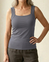 Neda - Ärmelloses Tanktop Mit Quadratischem Ausschnitt in Grau