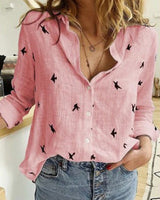 Damen lässige Sommerbluse in Rosa (mit Vögeln)