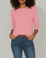 Rundhals-Shirt Mit Dreiviertelärmeln - Lucienne in Rosa