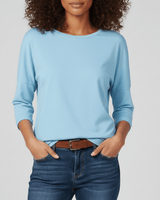 Rundhals-Shirt Mit Dreiviertelärmeln - Lucienne in Blau