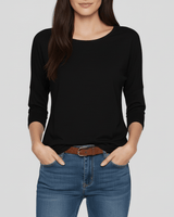 Rundhals-Shirt Mit Dreiviertelärmeln - Lucienne in Schwarz