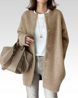 Strickjacke Damen Oversize mit Knopfleiste in Beige